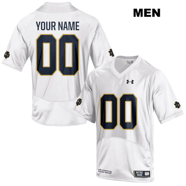 Men's NCAA Notre Dame Fighting Irish #00 Custom Stitched College Under Armour Authentic White Football Jersey CN10V66NI